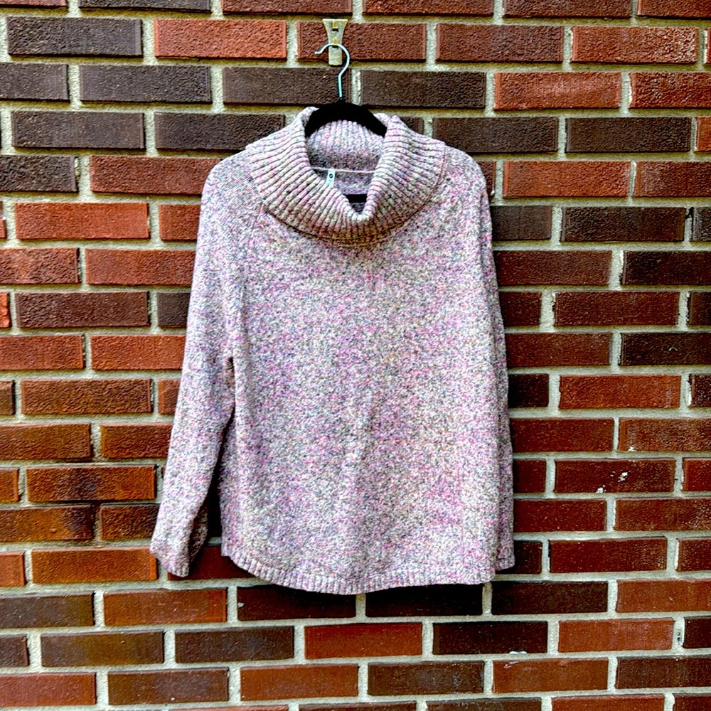 Cowl neck sweater EUC Leo&Nicole pink multi 1X